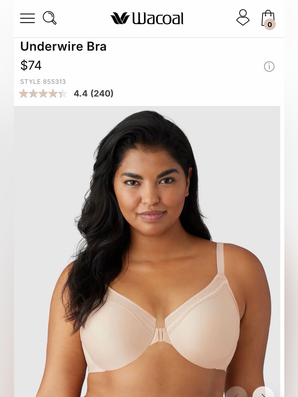 Wacoal Nude Perfect Primer Front Close Underwire Bra Size 34 DD NWOT